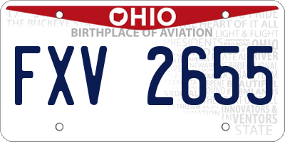 OH license plate FXV2655