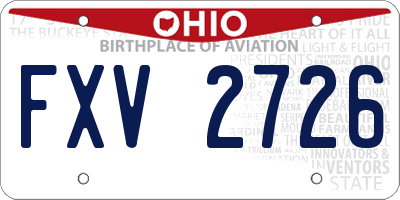 OH license plate FXV2726