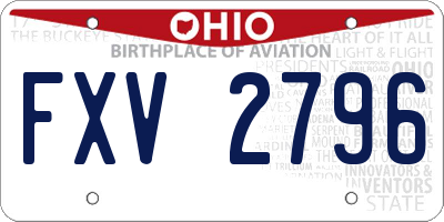 OH license plate FXV2796