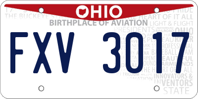 OH license plate FXV3017