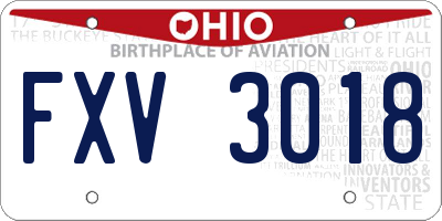 OH license plate FXV3018