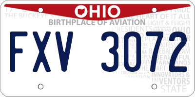 OH license plate FXV3072