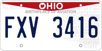 OH license plate FXV3416