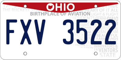OH license plate FXV3522