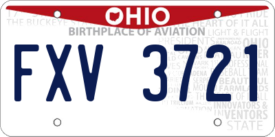 OH license plate FXV3721