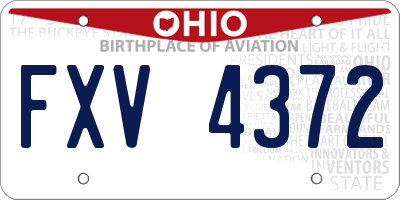 OH license plate FXV4372