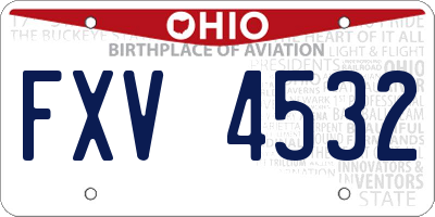 OH license plate FXV4532