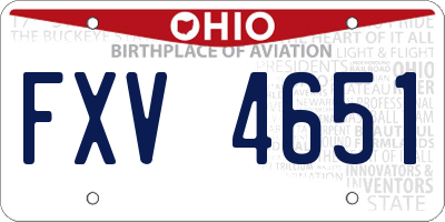 OH license plate FXV4651