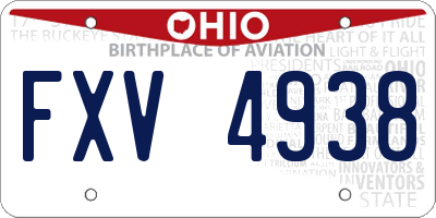OH license plate FXV4938