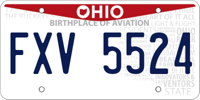 OH license plate FXV5524