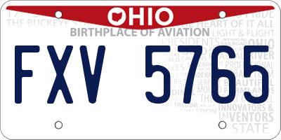OH license plate FXV5765