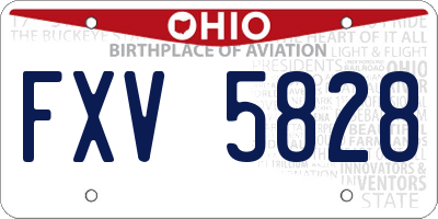 OH license plate FXV5828