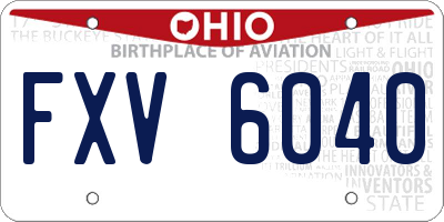 OH license plate FXV6040