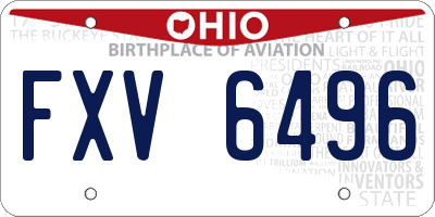 OH license plate FXV6496