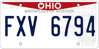 OH license plate FXV6794