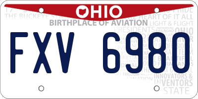 OH license plate FXV6980