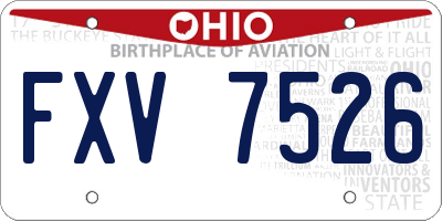 OH license plate FXV7526