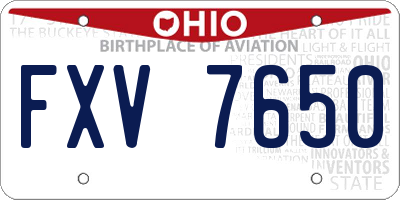 OH license plate FXV7650