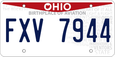 OH license plate FXV7944