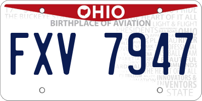 OH license plate FXV7947