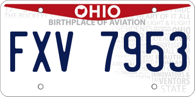 OH license plate FXV7953