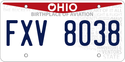 OH license plate FXV8038