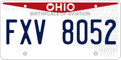 OH license plate FXV8052