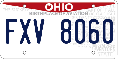 OH license plate FXV8060