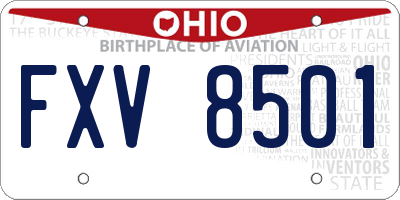 OH license plate FXV8501
