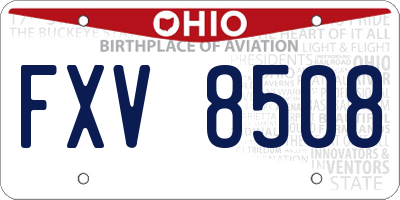 OH license plate FXV8508