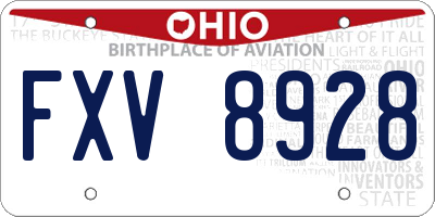 OH license plate FXV8928