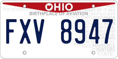 OH license plate FXV8947