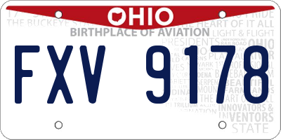 OH license plate FXV9178
