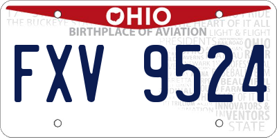 OH license plate FXV9524