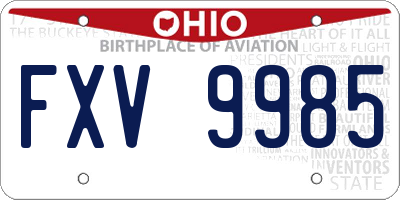OH license plate FXV9985