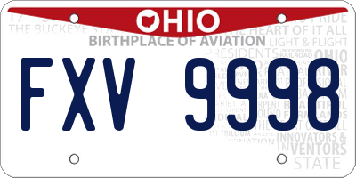 OH license plate FXV9998