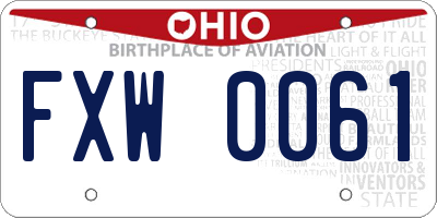 OH license plate FXW0061