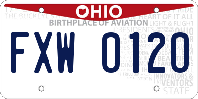 OH license plate FXW0120