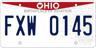 OH license plate FXW0145