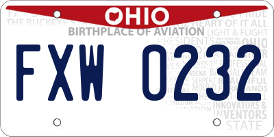 OH license plate FXW0232