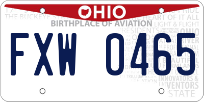 OH license plate FXW0465