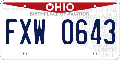 OH license plate FXW0643