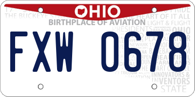 OH license plate FXW0678