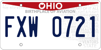 OH license plate FXW0721