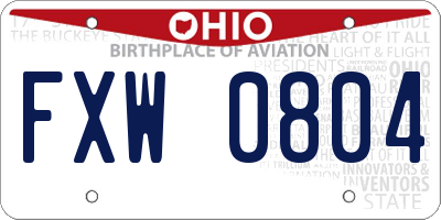 OH license plate FXW0804