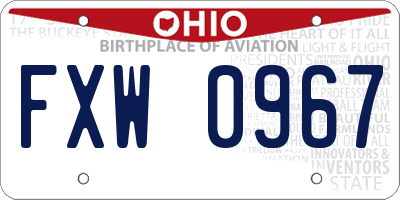 OH license plate FXW0967