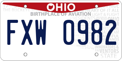 OH license plate FXW0982