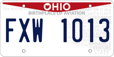 OH license plate FXW1013
