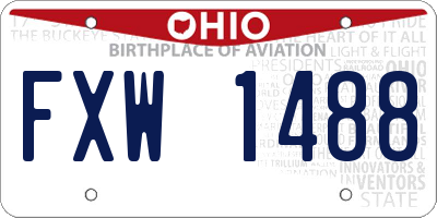 OH license plate FXW1488