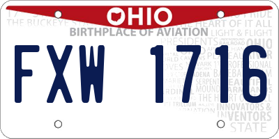OH license plate FXW1716